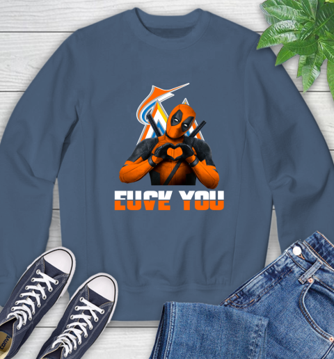 MLB Miami Marlins Deadpool Love You Fuck You Baseball Sports Sweatshirt 8