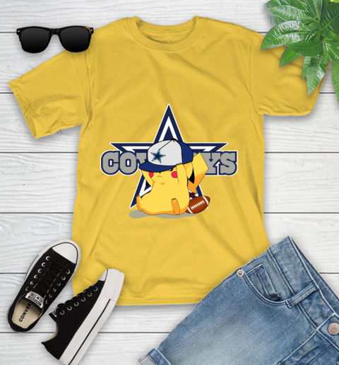 NFL Pikachu Football Sports Dallas Cowboys Youth T-Shirt 8