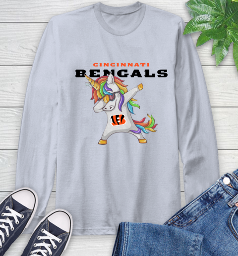 Cincinnati Bengals NFL Football Funny Unicorn Dabbing Sports Long Sleeve T-Shirt 6