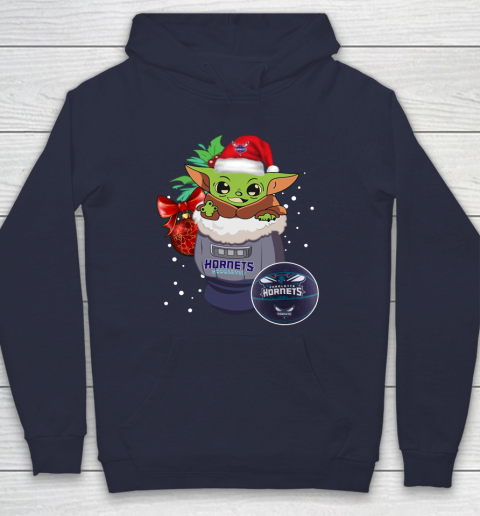 Charlotte Hornets Christmas Baby Yoda Star Wars Funny Happy NBA Hoodie 4