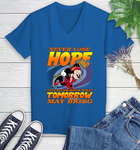 Carolina Hurricanes NHL Hockey ootball Mickey Disney Never Lose Hope Women's V-Neck T-Shirt 10