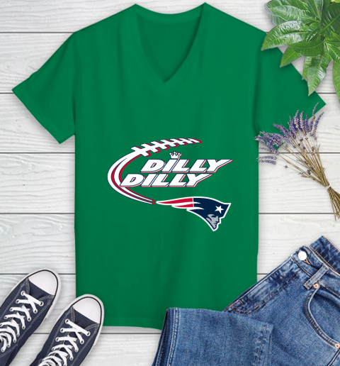 NFL New England Patriots Dilly Dilly Football Sports Women's V-Neck T-Shirt 5