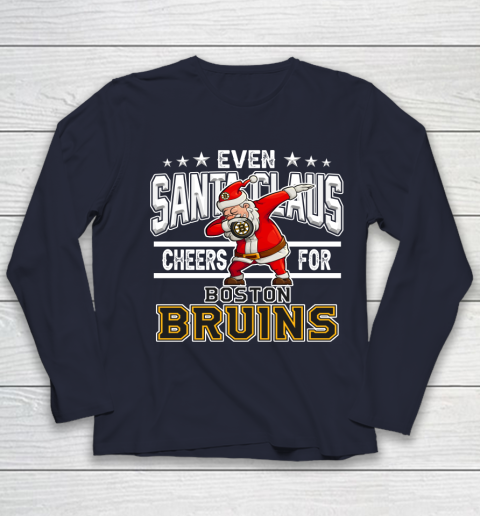 Boston Bruins Even Santa Claus Cheers For Christmas NHL Youth Long Sleeve 2