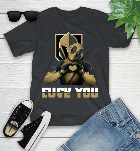 NHL Vegas Golden Knights Deadpool Love You Fuck You Hockey Sports Youth T-Shirt
