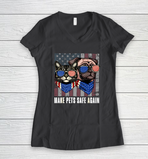 Make Pets Safe Again Trump Harris Debate Eating The Dogs Cat Women's V-Neck T-Shirt 4