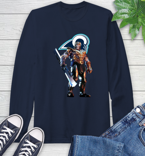 NFL Thanos Gauntlet Avengers Endgame Football Los Angeles Rams Long Sleeve T-Shirt 4