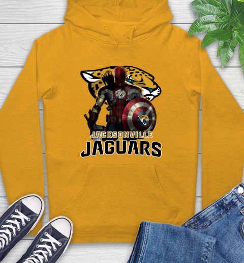 NFL Captain America Thor Spider Man Hawkeye Avengers Endgame Football Jacksonville Jaguars Hoodie 3