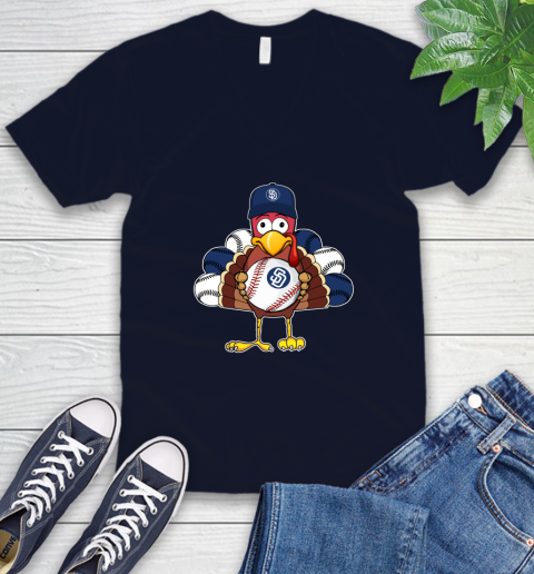 San Diego Padres Turkey thanksgiving V-Neck T-Shirt 3