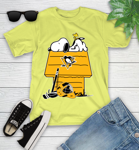 Pittsburgh Penguins NHL Hockey Snoopy Woodstock The Peanuts Movie Youth T-Shirt 8
