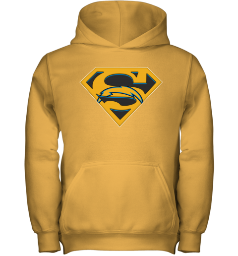 NFL Los Angeles Chargers LOGO Superman udap nfl los angeles chargers logo superman youth hoodie 43 front gold