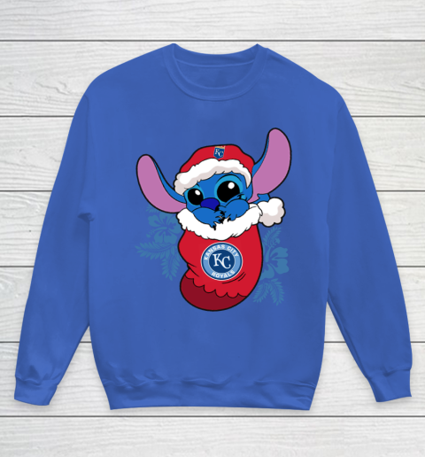 Kansas City Royals Christmas Stitch In The Sock Funny Disney MLB Youth Sweatshirt 8