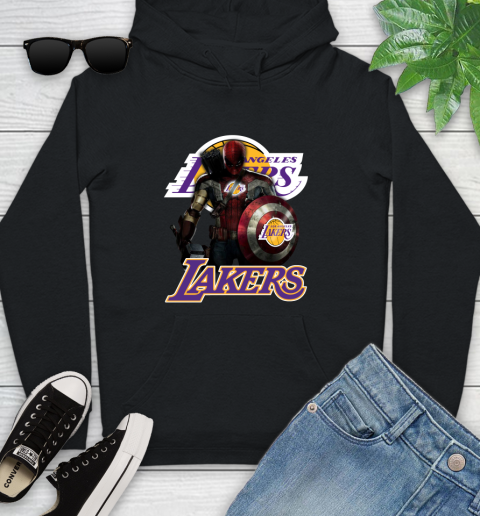 Los Angeles Lakers NBA Basketball Captain America Thor Spider Man Hawkeye Avengers Youth Hoodie 2
