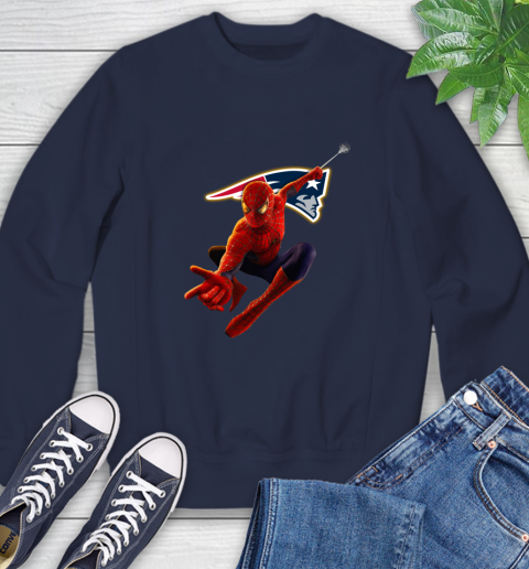 NFL Spider Man Avengers Endgame Football New England Patriots Sweatshirt 3