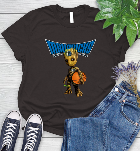 Dallas Mavericks NBA Basketball Groot Marvel Guardians Of The Galaxy Women's T-Shirt 8