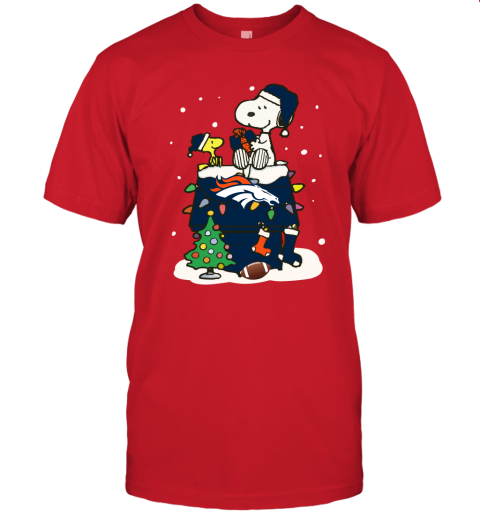 A Happy Christmas With Denver Broncos Snoopy Unisex Jersey Tee