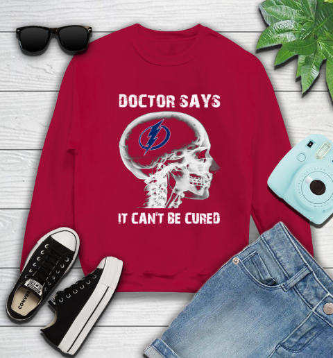 NHL Tampa Bay Lightning Hockey Skull It Can't Be Cured Shirt Sweatshirt 8