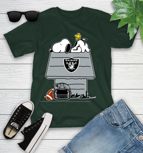 Oakland Raiders NFL Football Snoopy Woodstock The Peanuts Movie Youth T-Shirt 5