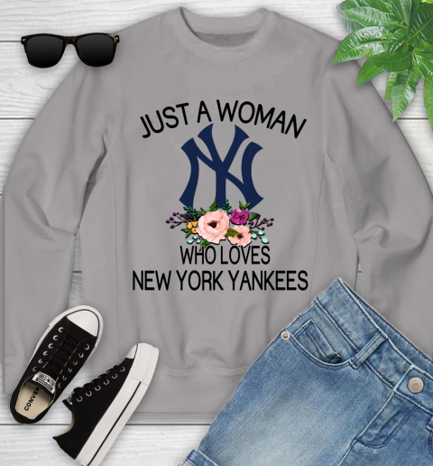 MLB Just A Woman Who Loves New York Yankees Baseball Sports Youth Sweatshirt 2