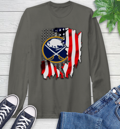 Buffalo Sabres NHL Hockey American Flag Long Sleeve T-Shirt 9
