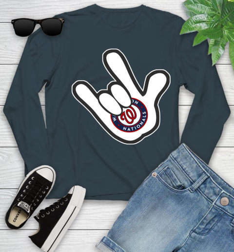 Washington Nationals MLB Baseball Mickey Rock Hand Disney Youth Long Sleeve 8