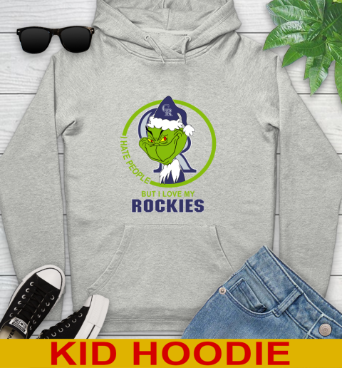 Colorado Rockies MLB Christmas Grinch I Hate People But I Love My Favorite Baseball Team Youth Hoodie