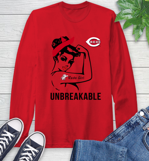 MLB Cincinnati Reds Girl Unbreakable Baseball Sports Long Sleeve T-Shirt 9