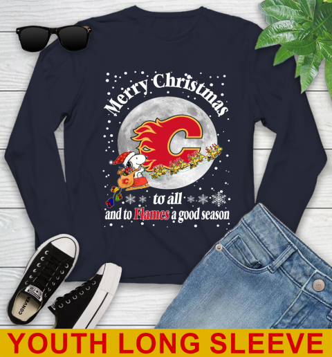 Calgary Flames Merry Christmas To All And To Flames A Good Season NHL Hockey Sports Youth Long Sleeve 2