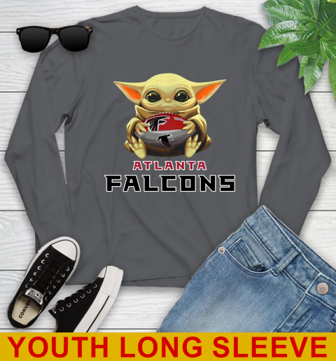 NFL Football Atlanta Falcons Baby Yoda Star Wars Shirt Youth Long Sleeve 9