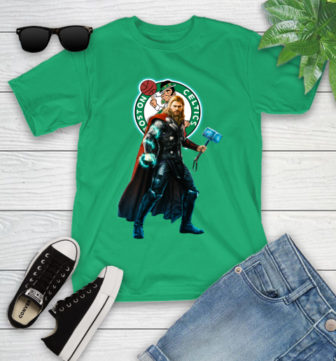 NBA Thor Avengers Endgame Basketball Boston Celtics Youth T-Shirt 6