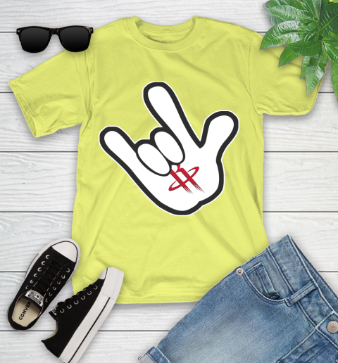 Houston Rockets NBA Basketball Mickey Rock Hand Disney Youth T-Shirt 8