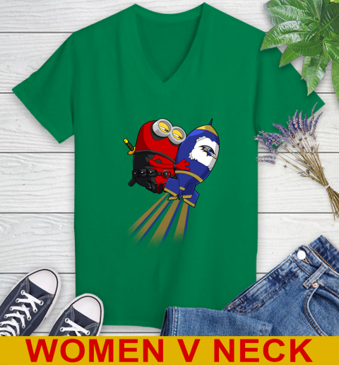 NFL Football Baltimore Ravens Deadpool Minion Marvel Shirt Women's V-Neck T-Shirt 6 NFL Football Baltimore Ravens Deadpool Minion Marvel Shirt Women's V-Neck T-Shirt - Image 6
