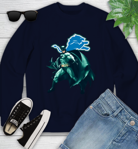 NFL Batman Football Sports Detroit Lions Youth Sweatshirt 3
