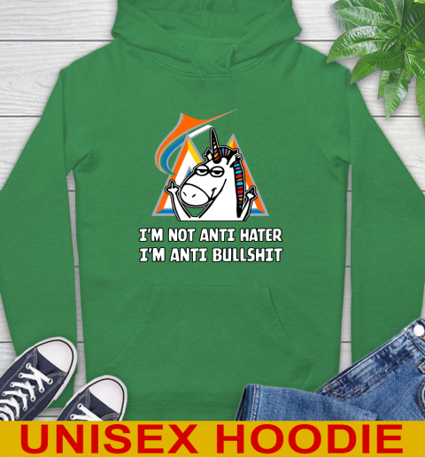 Miami Marlins MLB Baseball Unicorn I'm Not Anti Hater I'm Anti Bullshit Hoodie 8