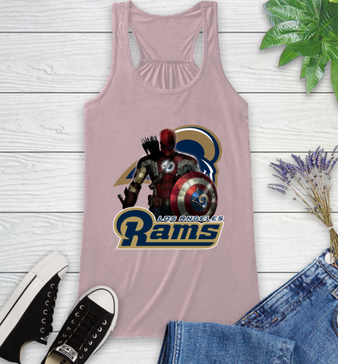 NFL Captain America Thor Spider Man Hawkeye Avengers Endgame Football Los Angeles Rams Racerback Tank 11