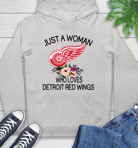 NHL Just A Woman Who Loves Detroit Red Wings Hockey Sports Hoodie