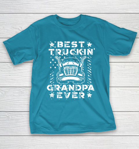 Grandpa Funny Gift Apparel  Best Truckin Grandpa Ever American Flag T-Shirt 17