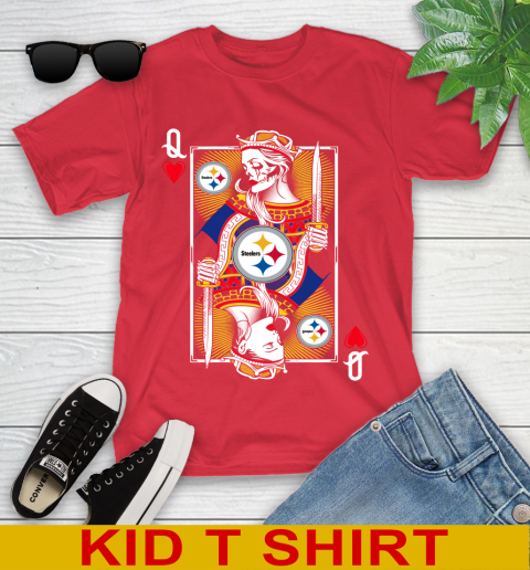 NFL Football Pittsburgh Steelers The Queen Of Hearts Card Shirt Youth T-Shirt 11