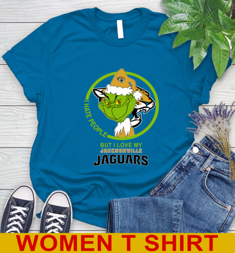 Jacksonville Jaguars NFL Christmas Grinch I Hate People But I Love My Favorite Football Team Women's T-Shirt 7