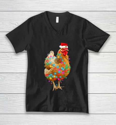 Chicken Christmas Light T Shirt Hen Love Farmer V-Neck T-Shirt