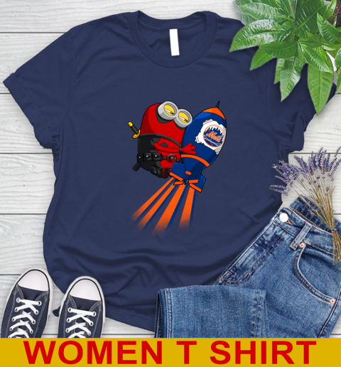 MLB Baseball New York Mets Deadpool Minion Marvel Shirt Women's T-Shirt 12