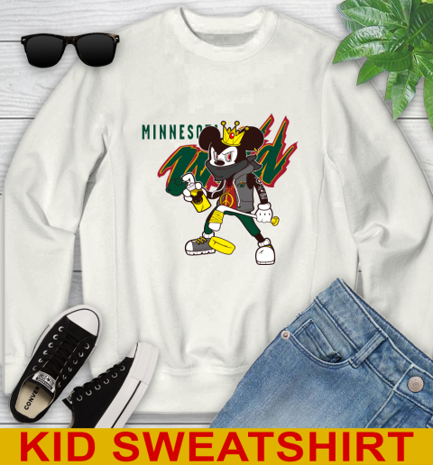 Minnesota Wild NHL Hockey Mickey Peace Sign Sports Youth Sweatshirt