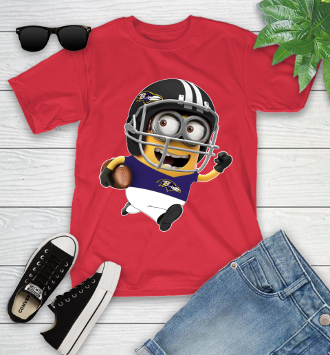 NFL Baltimore Ravens Minions Disney Football Sports Youth T-Shirt 10