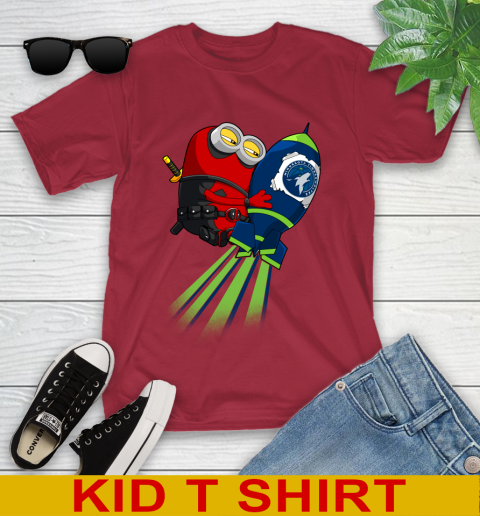 NBA Basketball Minnesota Timberwolves Deadpool Minion Marvel Shirt Youth T-Shirt 12