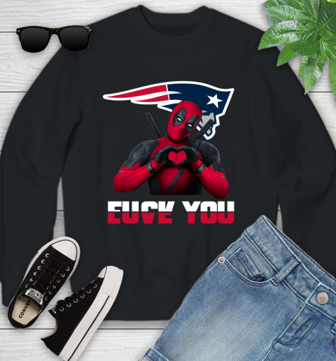 NHL New England Patriots Deadpool Love You Fuck You Football Sports Youth Sweatshirt
