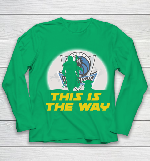 Dallas Mavericks NBA Basketball Star Wars Yoda And Mandalorian This Is The Way Youth Long Sleeve 4