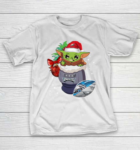Philadelphia Eagles Christmas Baby Yoda Star Wars Funny Happy NFL T-Shirt 3