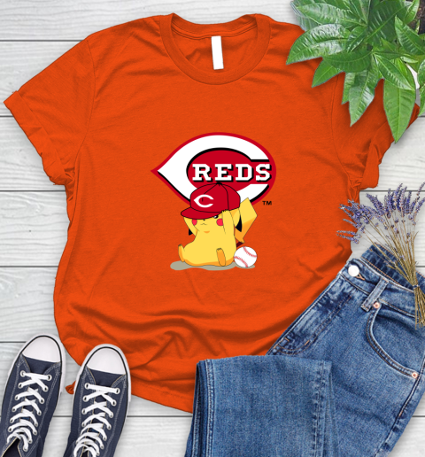 MLB Pikachu Baseball Sports Cincinnati Reds Women's T-Shirt 4