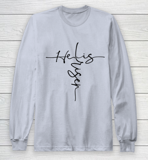 Easter He is Risen Cross Christian Long Sleeve T-Shirt 4