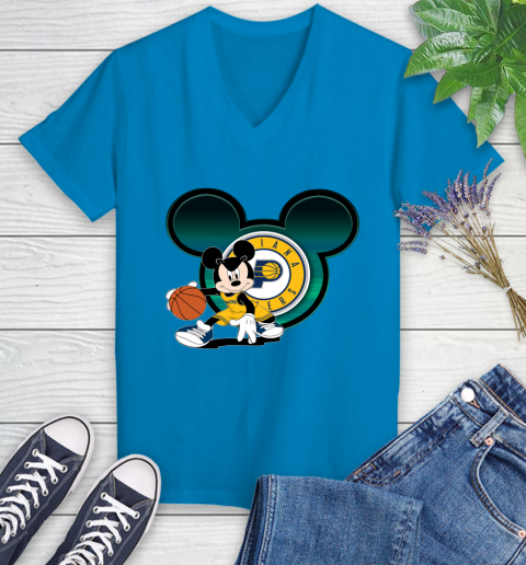 NBA Indiana Pacers Mickey Mouse Disney Basketball Women's V-Neck T-Shirt 7