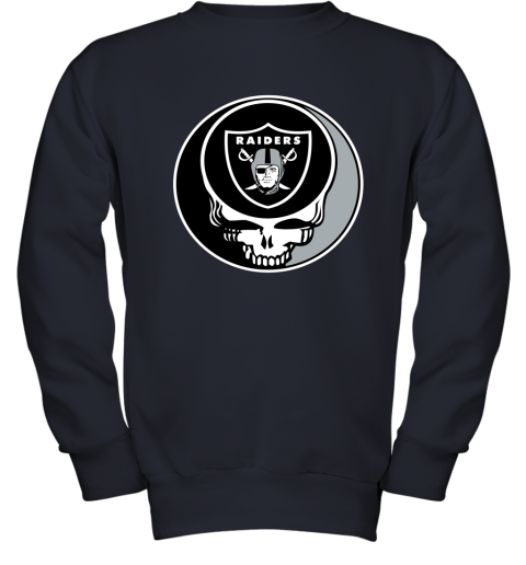 NFL Oakland Raiders Grateful Dead Rock Band Football Sports BrNYnC6nyyD youth sweatshirt 47 95 151514 front navy